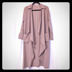 LUSH Mauve Draped Open Duster Coat